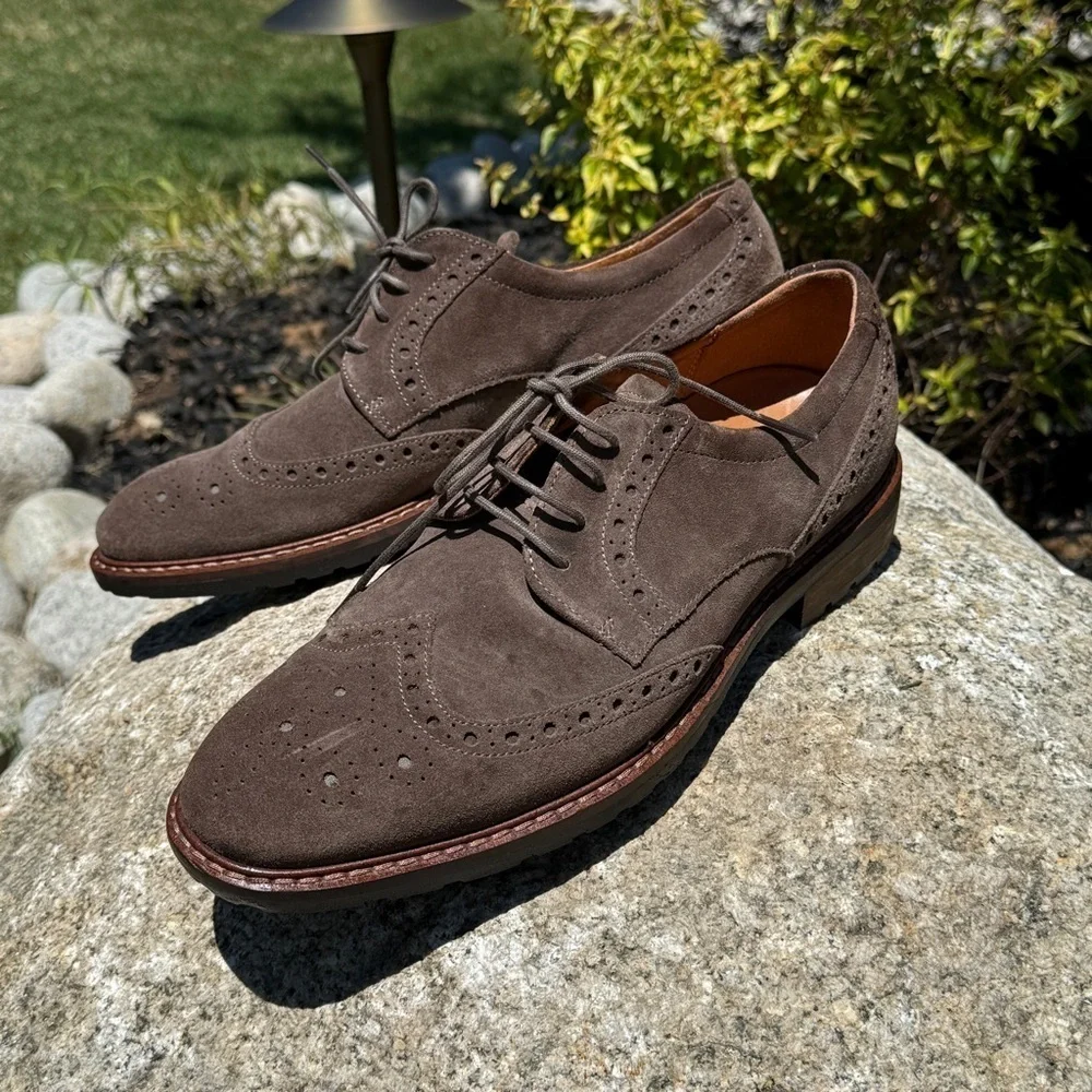 ECCO Vitrus Men's Wingtip Oxford Shoes Brown Suede Sz 9 Business Casual Office